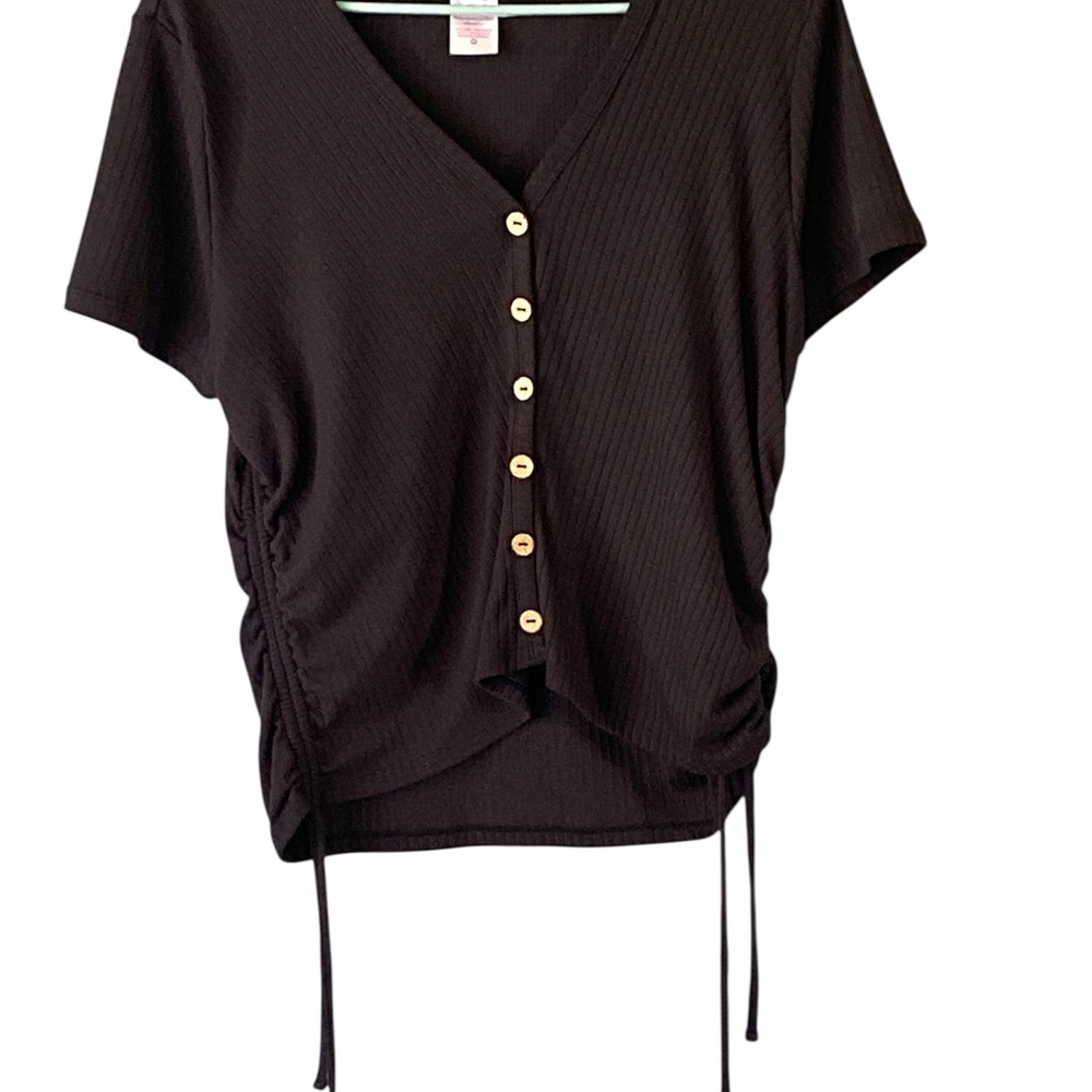 No Boundaries Black Short Sleeve Button Down Shirt Size XL 15-17